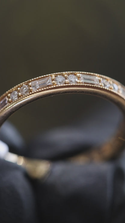 Alternating Round & Baguette Diamond Eternity Band in 14K Rose Gold | 0.70ctw GH/SI