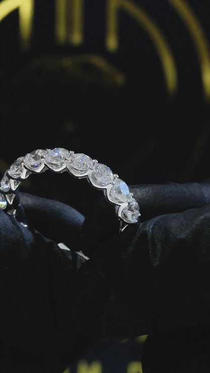 Round-Cut Natural Diamond Eternity Wedding Band in White Gold | Prong-Set Design