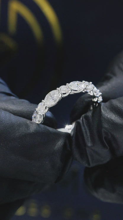 Round-Cut Lab-Grown Diamond Eternity Wedding Band in White Gold | Prong-Set Design