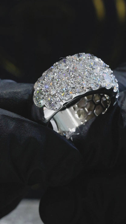 Wide Pavé Lab-Grown Diamond Eternity Band in White Gold | Multi-Row Round Cut Design